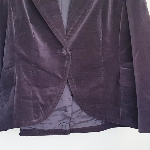 NINE WEST Jacket Sz 18W Purple Velvet One Button Cutaway Style Lined - Picture 4 of 7